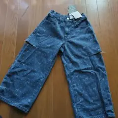 新品　デニム　パンツ110 リボン　バースデイ