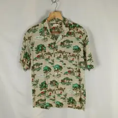 GU　アロハシャツ　M　柄　ART&PEACE　山　ギター　林檎の木　B3595