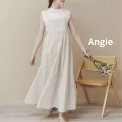Angie ナイロン フレア キャミワンピース ロング アイボリー 白 ZOZO