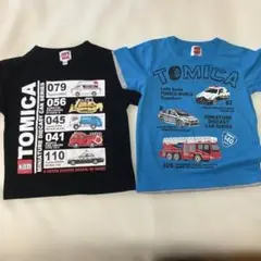 キッズTシャツ　トミカ柄　青&黒2枚セット