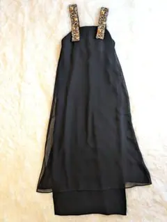 美品✨️ロキト 花柄刺繍 ジャンパースカート 黒 サロペット ロングジャガード