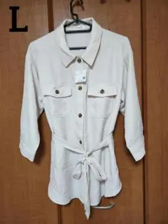 (L)新品！ベルト付き＊オーバーシャツ＊ゆったり＊長袖＊ハニーズ