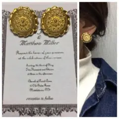 976☺︎アンティークゴールドのサンフラワーピアス☺︎