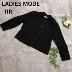 レディースモード　ノーカラージャケット　花柄刺繍　日本製　黒　ブラックフォーマル