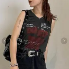 JEANASIS Sprayロゴヴィンテージノースリーブ