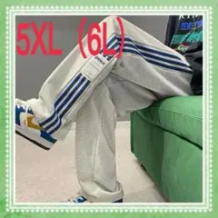 スウェットパンツ サイドライン ジャージ　カジュアル　5XL ストリートグレー