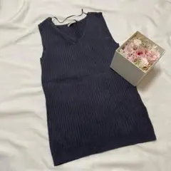 GU ジーユー リブ ニット トップス ノースリーブ 無地 スリム 夏服