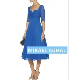 《新品》MIKAEL AGHAL プリーツ　ミディワンピース US 2 ブルー