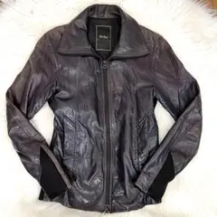 TETE HOMME テットオム ラムレザージャケット ライダース ブラック 5