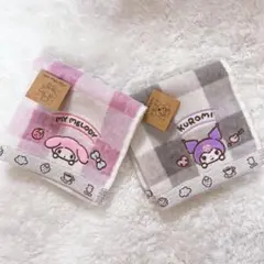 MY MELODY & KUROMI チェック柄ハンドタオルセット