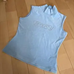 値下げ FOXEY 水色タートルネックノースリーブシャツ ベロア