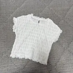 ホワイト　フリル　半袖シャツ　150