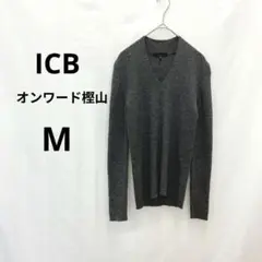 アイシービー ▶ セーター M グレー 秋冬素材 ウール100% Vネック