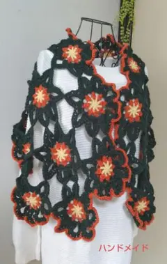 SALE★ハンドメイド♪モチーフ繋ぎの大判ストール