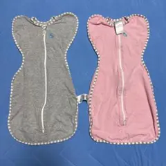 ジッパー式おくるみ グレーとピンク