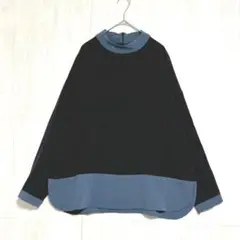 ルールマラン　パンドカラー 切り替えチュニック　【美品】　黒　青系