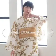 ✅新品【クリームに黄色の花と実】utatane ウタタネ ひよこ商店 浴衣単品