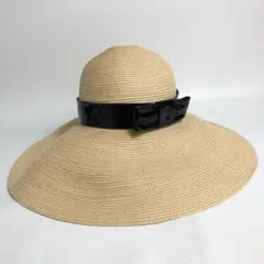 PRADA ファブリック バケットハット ベージュ系麦わらストロー ベージュ/ブライトブルー ストロー ハット | PRADA