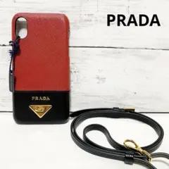 【美品】PRADA iPhoneXS iPhoneXケース サフィアーノ レッド
