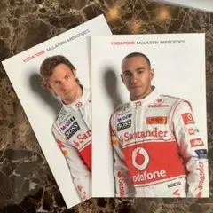 F1 マクラーレン ハミルトン バトン プリントサイン入りカード 2枚セット
