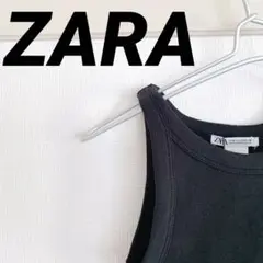 ZARA ザラ　タンクトップ　ブラック　クロップド丈　細リブ　Mサイズ