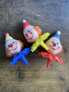 ピエロ ケーキピック 3本セット 飾り サーカス 誕生日 パーティ アメリカ