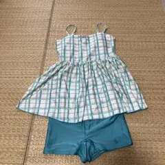 水着セット 水色と白のチェック柄 100cm相当