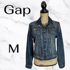 【GAP】デニムジャケット　ヴィンテージ　ダメージ加工　ショート　ブルー　M