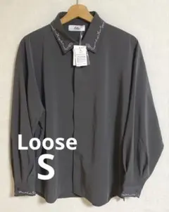 Loose ルース　襟刺繍　長袖シャツ