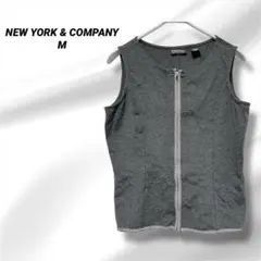 NEW YORK & COMPANY グレー ジップアップベスト M
