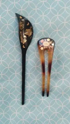 簪 かんざし2点セット【揚羽蝶.花】