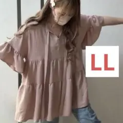 しまむら　まんちゃんコラボ　ティアードブラウス　LL XL チュニック