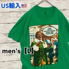 ●T201【US輸入】クルーネック半袖Tシャツ グリーン系 men's【L】