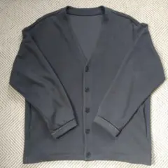 MUJI 無印良品 二重編みスウェット カーディガン ネイビー Ｌ