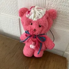 ボア生地 ピンククマ型ぬいぐるみ