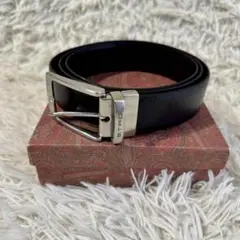 【美品】エトロ　レザー　ベルト　シルバー金具
