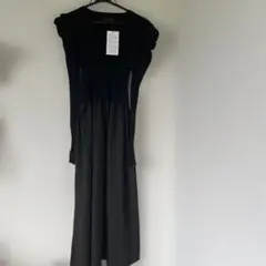 ブラック異素材ワンピースM〜L