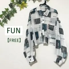 ◆FUN◆ファン　クロップド丈 長袖シャツ 写真プリント