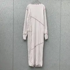 2364【Riche glamour】M♡リブ編ロングワンピース 長袖 ベージュ