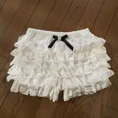 ペチコートパンツ ホワイト✖️オフホワイト☆フリル、レース