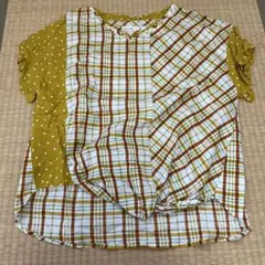 アズノウアズドゥバズ　チェック＆ドット柄 半袖シャツ