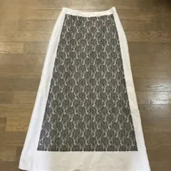 ジャンポールゴルチェwoolレースロングスカートブルーグレー