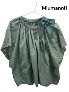MiumannH グリーン シャツ 半袖　夏涼しい