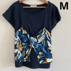 グローバルワーク トップス カットソー Tシャツ ビスチェレイヤード ネイビーM
