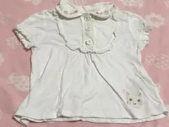 （匿名発送）（美品） クーラクール いちご ブラウス ホワイト 半袖 90cm