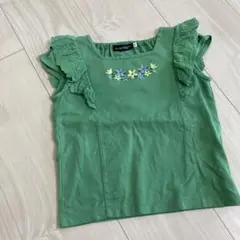 BeBe フラワー刺繍 グリーン タンクトップ110