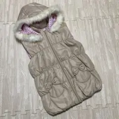美品☆ミキハウス ベスト 中綿 ベージュ リーナちゃん リボン 150