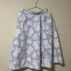 ROPE フレアスカート 青系ストライプ