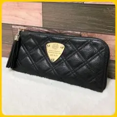 美品 ATAO リモ 長財布 L字 ラウンド 黒 キルティング ブラックダイヤ