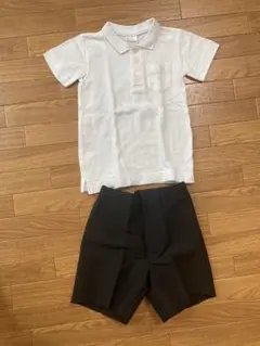 コンバースホワイトポロシャツ110 &ブラックショートパンツ120 セット